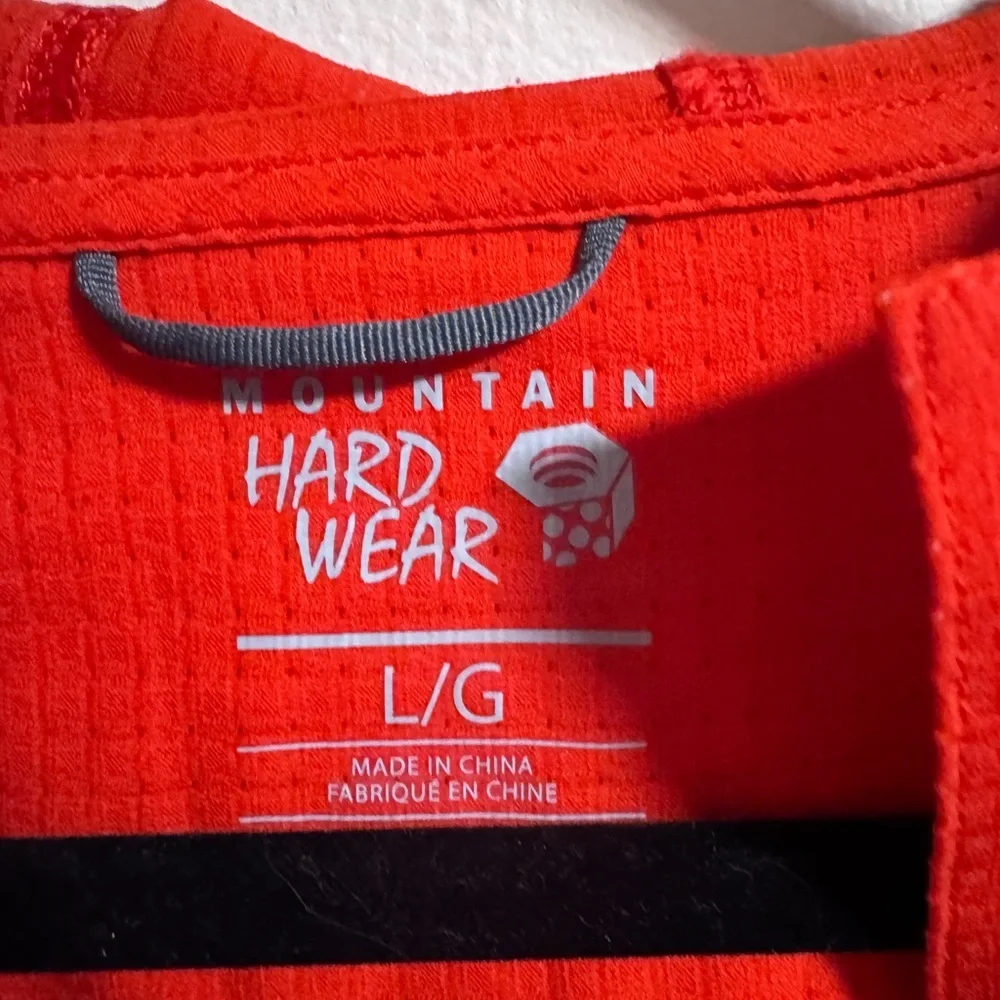 Mountain Hardwear Orange Grid Fleece Pullover Hoodie L Snap Side Activewear - Picture 8 of 10